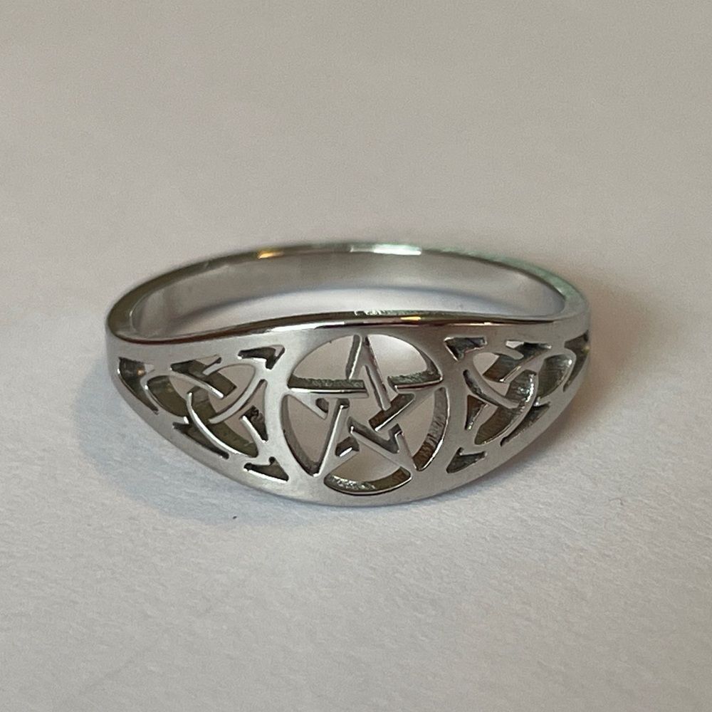 Stainless steel Silver tone size 6 pentacle pentagram star ring new gift
